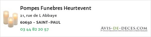 Avis de décès - Auneuil - Pompes Funebres Heurtevent