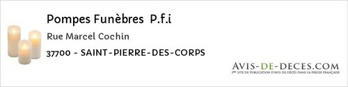 Avis de décès - Saint-Antoine-Du-Rocher - Pompes Funèbres P.f.i
