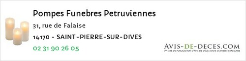 Avis de décès - Benerville-sur-Mer - Pompes Funebres Petruviennes