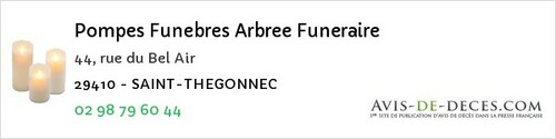 Avis de décès - Saint-Thégonnec - Pompes Funebres Arbree Funeraire