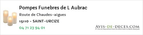 Avis de décès - La Chapelle-Laurent - Pompes Funebres de L Aubrac