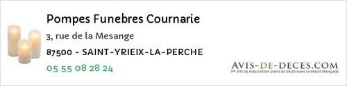 Avis de décès - Bonnac-la-Côte - Pompes Funebres Cournarie