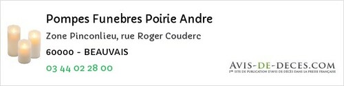 Avis de décès - Montataire - Pompes Funebres Poirie Andre
