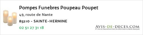 Avis de décès - Saint-Pierre-Du-Chemin - Pompes Funebres Poupeau Poupet