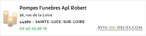 Avis de décès - La Chapelle-Glain - Pompes Funebres Apl Robert