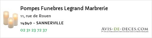 Avis de décès - Magny-la-Campagne - Pompes Funebres Legrand Marbrerie