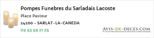 Avis de décès - Carsac-Aillac - Pompes Funebres du Sarladais Lacoste