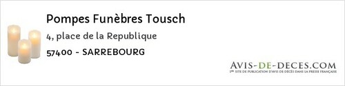 Avis de décès - Morsbach - Pompes Funèbres Tousch