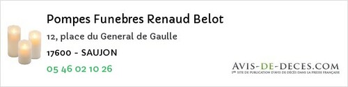 Avis de décès - Esnandes - Pompes Funebres Renaud Belot