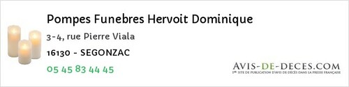 Avis de décès - Mareuil - Pompes Funebres Hervoit Dominique