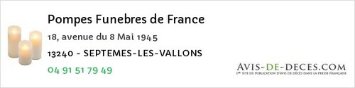 Avis de décès - Carnoux-en-Provence - Pompes Funebres de France