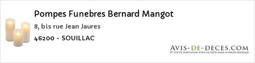 Avis de décès - Saint-Maurice-En-Quercy - Pompes Funebres Bernard Mangot