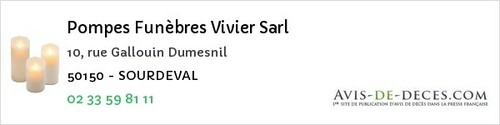 Avis de décès - Le Val-Saint-Père - Pompes Funèbres Vivier Sarl