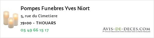 Avis de décès - Saint-Pardoux - Pompes Funebres Yves Niort