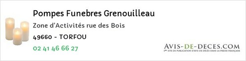 Avis de décès - La Ferrière-De-Flée - Pompes Funebres Grenouilleau