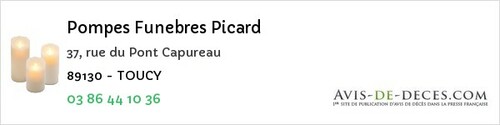 Avis de décès - Argenteuil-sur-Armançon - Pompes Funebres Picard