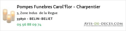 Avis de décès - Les Salles-De-Castillon - Pompes Funebres Carol'flor - Charpentier
