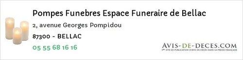 Avis de décès - Rempnat - Pompes Funebres Espace Funeraire de Bellac