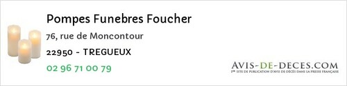 Avis de décès - Trévé - Pompes Funebres Foucher