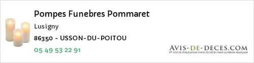 Avis de décès - Asnières-sur-Blour - Pompes Funebres Pommaret