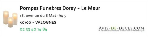 Avis de décès - Notre-Dame-De-Cenilly - Pompes Funebres Dorey - Le Meur
