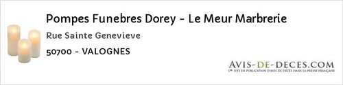 Avis de décès - La Chaise-Baudouin - Pompes Funebres Dorey - Le Meur Marbrerie