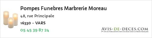 Avis de décès - Brie-sous-Chalais - Pompes Funebres Marbrerie Moreau