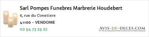 Avis de décès - Couture-sur-Loir - Sarl Pompes Funebres Marbrerie Houdebert