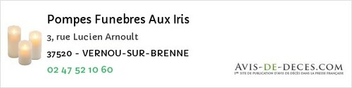 Avis de décès - Saint-Quentin-Sur-Indrois - Pompes Funebres Aux Iris