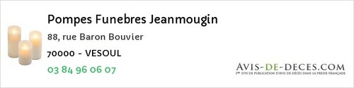Avis de décès - Gourgeon - Pompes Funebres Jeanmougin