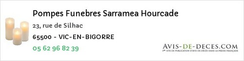 Avis de décès - Sarrancolin - Pompes Funebres Sarramea Hourcade