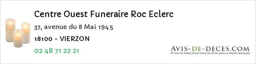 Avis de décès - Saint-Bouize - Centre Ouest Funeraire Roc Eclerc