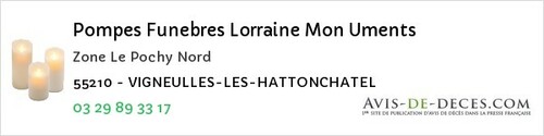 Avis de décès - Laheycourt - Pompes Funebres Lorraine Mon Uments