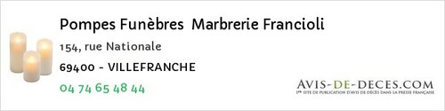 Avis de décès - Sérézin-du-Rhône - Pompes Funèbres Marbrerie Francioli