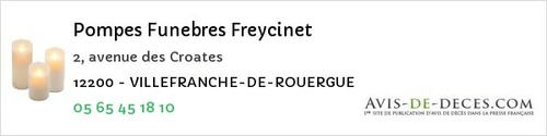 Avis de décès - Saint-Sernin-Sur-Rance - Pompes Funebres Freycinet