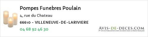 Avis de décès - Saint-Laurent-De-Cerdans - Pompes Funebres Poulain