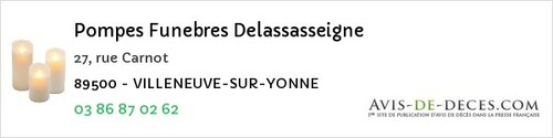 Avis de décès - Saint-André-En-Terre-Plaine - Pompes Funebres Delassasseigne