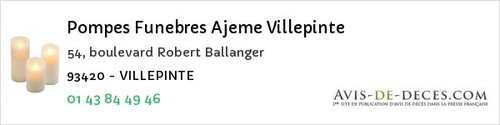 Avis de décès - Le Pré-Saint-Gervais - Pompes Funebres Ajeme Villepinte