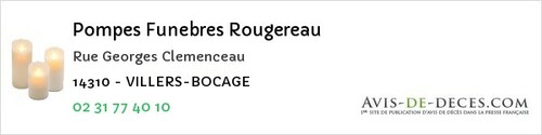 Avis de décès - Cairon - Pompes Funebres Rougereau
