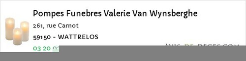 Avis de décès - Saint-Amand-Les-Eaux - Pompes Funebres Valerie Van Wynsberghe