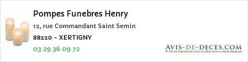 Avis de décès - Beauménil - Pompes Funebres Henry