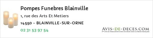 Avis de décès - La Houblonnière - Pompes Funebres Blainville