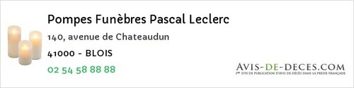 Avis de décès - Areines - Pompes Funèbres Pascal Leclerc