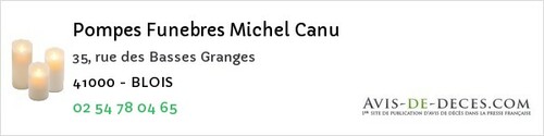 Avis de décès - Savigny-sur-Braye - Pompes Funebres Michel Canu