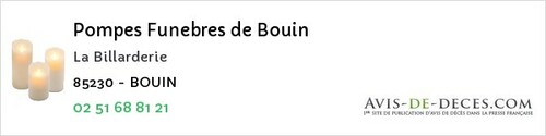 Avis de décès - Sallertaine - Pompes Funebres de Bouin