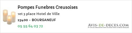 Avis de décès - Boussac-Bourg - Pompes Funebres Creusoises