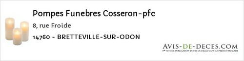 Avis de décès - Colomby-sur-Thaon - Pompes Funebres Cosseron-pfc