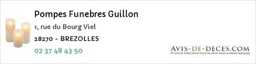 Avis de décès - Châtillon-en-Dunois - Pompes Funebres Guillon