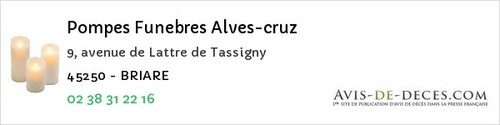 Avis de décès - Thimory - Pompes Funebres Alves-cruz