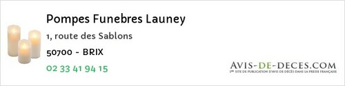 Avis de décès - Sainteny - Pompes Funebres Launey
